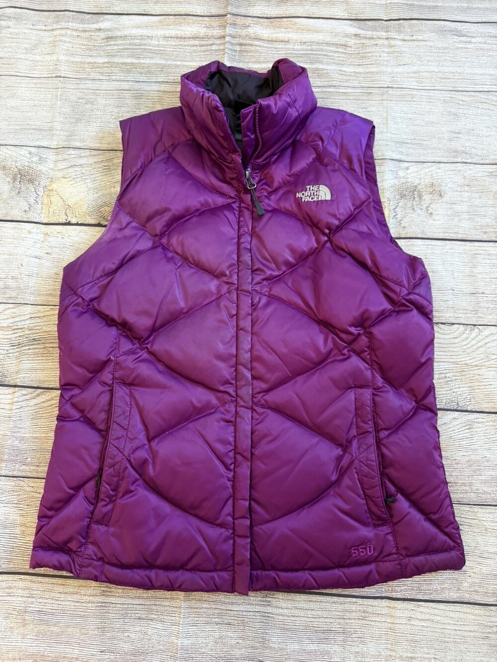 North Face ACONCAGUA 550 down maroon burgundy quilted puffer zip VEST women’s M
